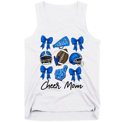 Football Coquette Bow Cheer Mom Blue Tank Top