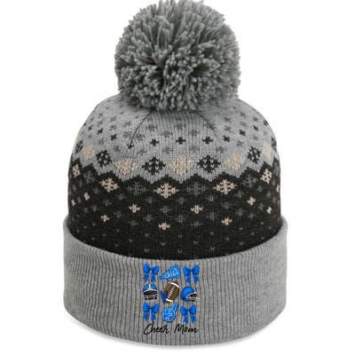 Football Coquette Bow Cheer Mom Blue Gift The Baniff Cuffed Pom Beanie