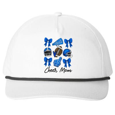 Football Coquette Bow Cheer Mom Blue Gift Snapback Five-Panel Rope Hat