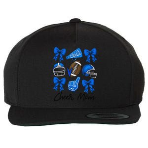 Football Coquette Bow Cheer Mom Blue Gift Wool Snapback Cap