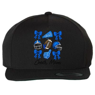 Football Coquette Bow Cheer Mom Blue Gift Wool Snapback Cap