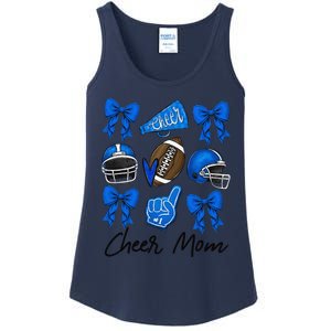 Football Coquette Bow Cheer Mom Blue Gift Ladies Essential Tank