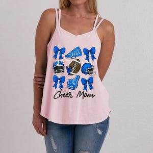 Football Coquette Bow Cheer Mom Blue Gift Women's Strappy Tank