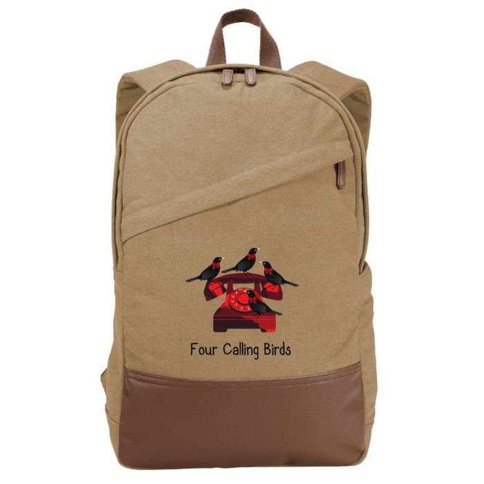 Four Calling Birds Funny Twelve Days Of Christmas Cotton Canvas Backpack