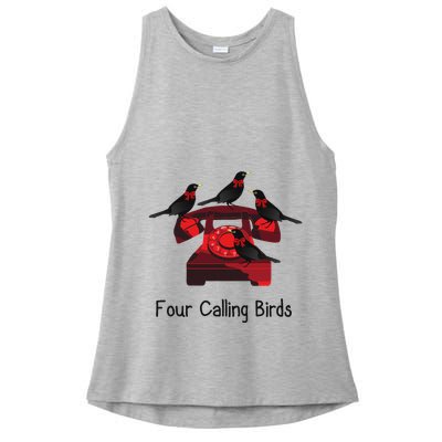 Four Calling Birds Funny Twelve Days Of Christmas Ladies PosiCharge Tri-Blend Wicking Tank