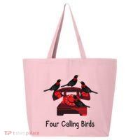 Four Calling Birds Funny Twelve Days Of Christmas 25L Jumbo Tote