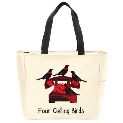 Four Calling Birds Funny Twelve Days Of Christmas Zip Tote Bag