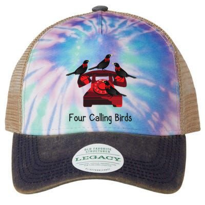 Four Calling Birds Funny Twelve Days Of Christmas Legacy Tie Dye Trucker Hat