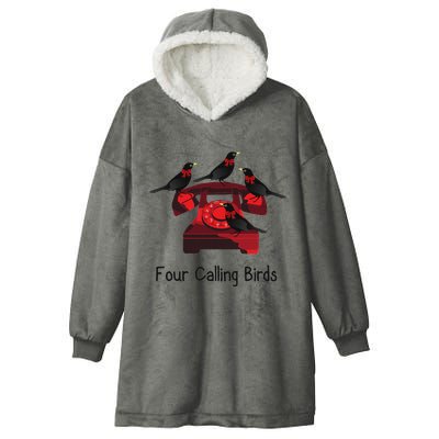 Four Calling Birds Funny Twelve Days Of Christmas Hooded Wearable Blanket