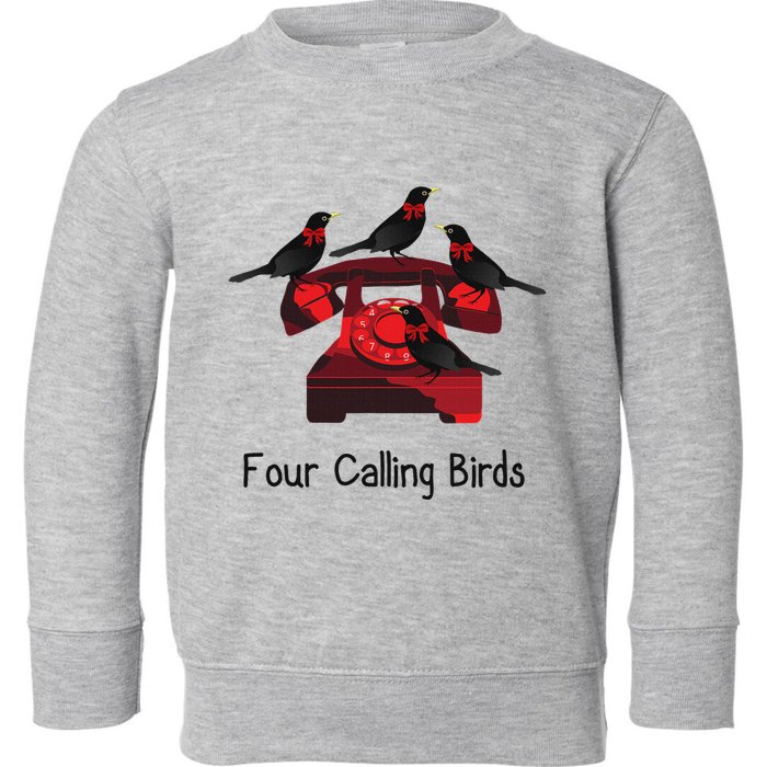 Four Calling Birds Funny Twelve Days Of Christmas Toddler Sweatshirt