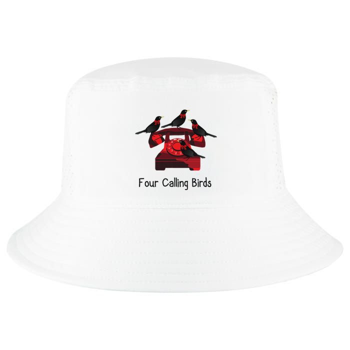 Four Calling Birds Funny Twelve Days Of Christmas Cool Comfort Performance Bucket Hat
