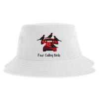 Four Calling Birds Funny Twelve Days Of Christmas Sustainable Bucket Hat