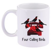 Four Calling Birds Funny Twelve Days Of Christmas 11oz C Handle Ceramic Mug
