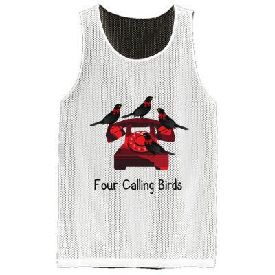 Four Calling Birds Funny Twelve Days Of Christmas Mesh Reversible Basketball Jersey Tank