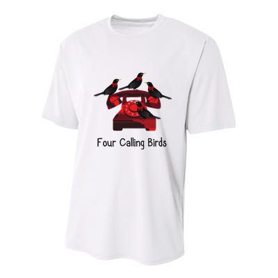 Four Calling Birds Funny Twelve Days Of Christmas Youth Performance Sprint T-Shirt
