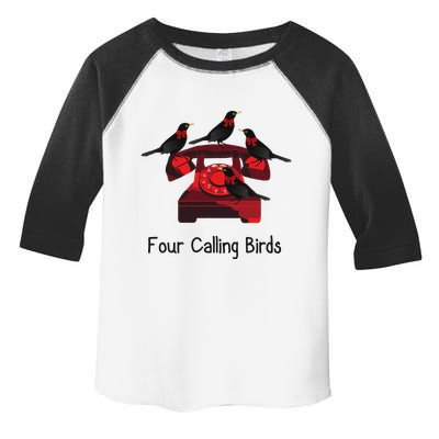 Four Calling Birds Funny Twelve Days Of Christmas Toddler Fine Jersey T-Shirt