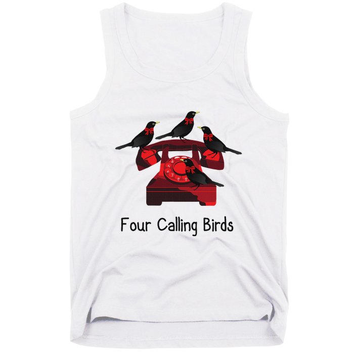 Four Calling Birds Funny Twelve Days Of Christmas Tank Top