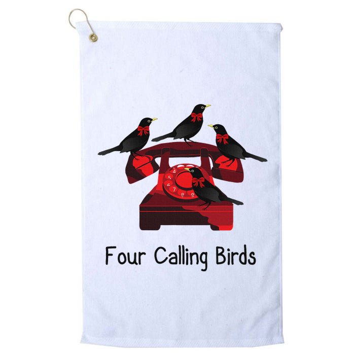 Four Calling Birds Funny Twelve Days Of Christmas Golf Towel