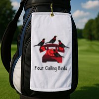 Four Calling Birds Funny Twelve Days Of Christmas Golf Towel