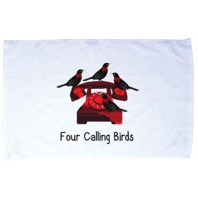Four Calling Birds Funny Twelve Days Of Christmas Microfiber Hand Towel