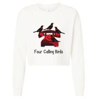 Four Calling Birds Funny Twelve Days Of Christmas Cropped Pullover Crew