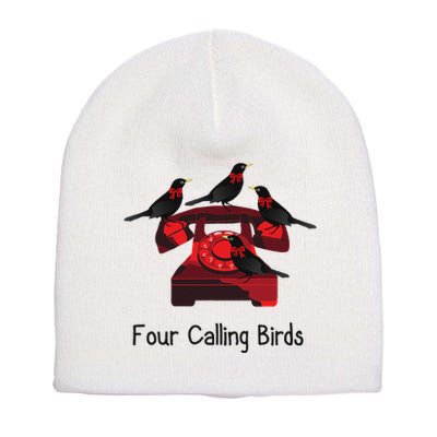 Four Calling Birds Funny Twelve Days Of Christmas Short Acrylic Beanie