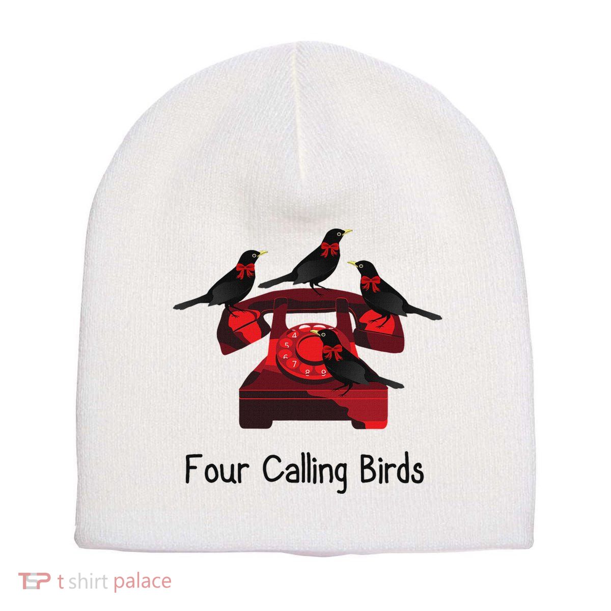 Four Calling Birds Funny Twelve Days Of Christmas Short Acrylic Beanie