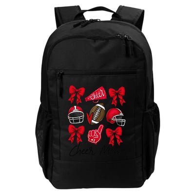 Football Coquette Bow Cheer Mom Red Gift Daily Commute Backpack