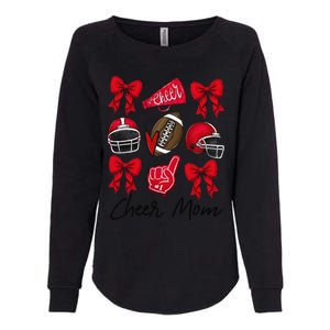 Football Coquette Bow Cheer Mom Red Gift Womens California Wash Sweatshirt