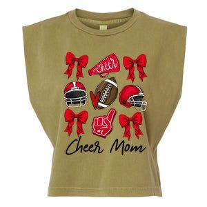 Football Coquette Bow Cheer Mom Red Gift Garment-Dyed Women's Muscle Tee