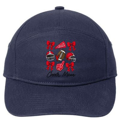 Football Coquette Bow Cheer Mom Red Gift 7-Panel Snapback Hat