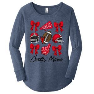 Football Coquette Bow Cheer Mom Red Gift Women's Perfect Tri Tunic Long Sleeve Shirt