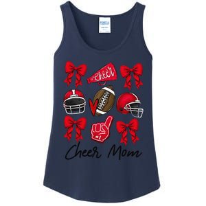 Football Coquette Bow Cheer Mom Red Gift Ladies Essential Tank