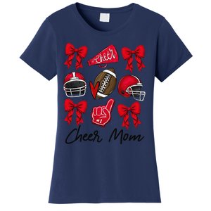 Football Coquette Bow Cheer Mom Red Gift Women's T-Shirt