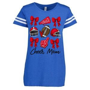 Football Coquette Bow Cheer Mom Red Gift Enza Ladies Jersey Football T-Shirt