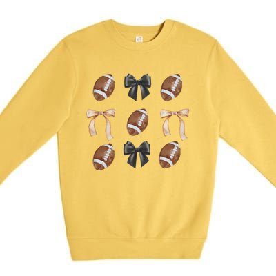 Football Coquette Bow Football Mama Game Day Women Gift Premium Crewneck Sweatshirt