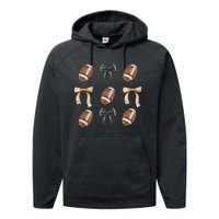 Football Coquette Bow Football Mama Game Day Women Gift Performance Fleece Hoodie