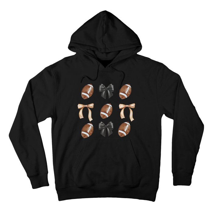 Football Coquette Bow Football Mama Game Day Women Gift Hoodie