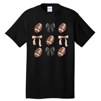 Football Coquette Bow Football Mama Game Day Women Gift Tall T-Shirt