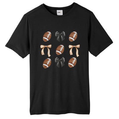 Football Coquette Bow Football Mama Game Day Women Gift Tall Fusion ChromaSoft Performance T-Shirt