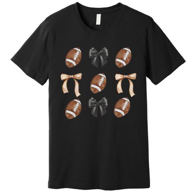 Football Coquette Bow Football Mama Game Day Women Gift Premium T-Shirt