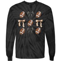 Football Coquette Bow Football Mama Game Day Women Gift Tie-Dye Long Sleeve Shirt