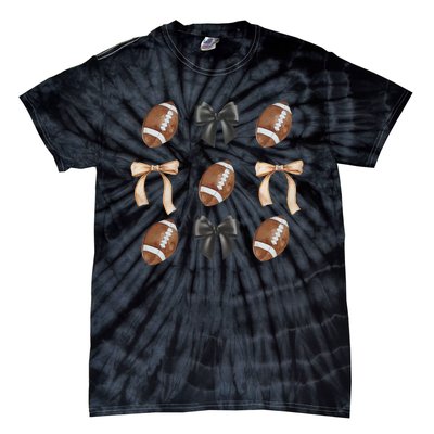 Football Coquette Bow Football Mama Game Day Women Gift Tie-Dye T-Shirt