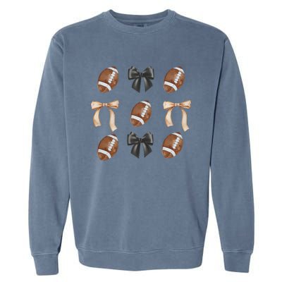 Football Coquette Bow Football Mama Game Day Women Gift Garment-Dyed Sweatshirt