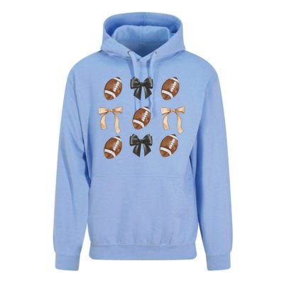 Football Coquette Bow Football Mama Game Day Women Gift Unisex Surf Hoodie