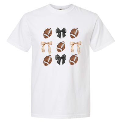 Football Coquette Bow Football Mama Game Day Women Gift Garment-Dyed Heavyweight T-Shirt