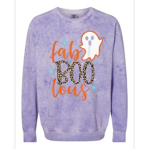 Funny Cute Boo Ghost Halloween FabBoo Lous Leopard Colorblast Crewneck Sweatshirt