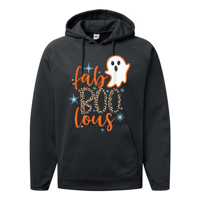 Funny Cute Boo Ghost Halloween FabBoo Lous Leopard Performance Fleece Hoodie