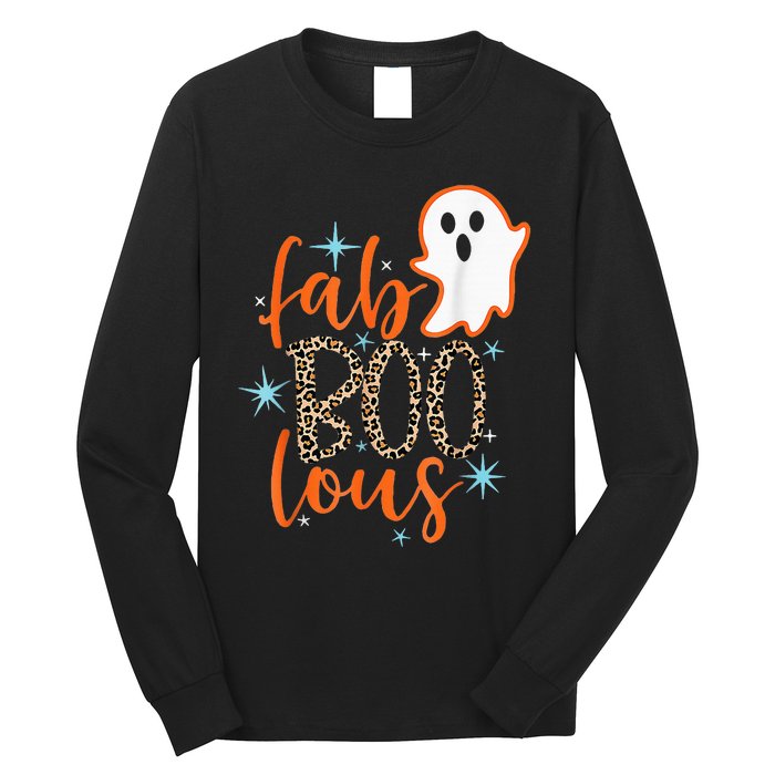 Funny Cute Boo Ghost Halloween FabBoo Lous Leopard Long Sleeve Shirt