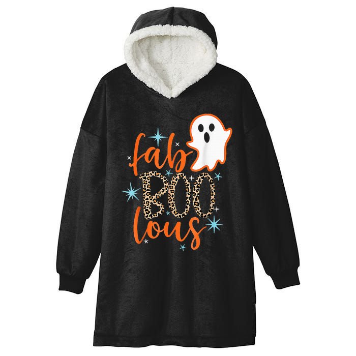 Funny Cute Boo Ghost Halloween FabBoo Lous Leopard Hooded Wearable Blanket